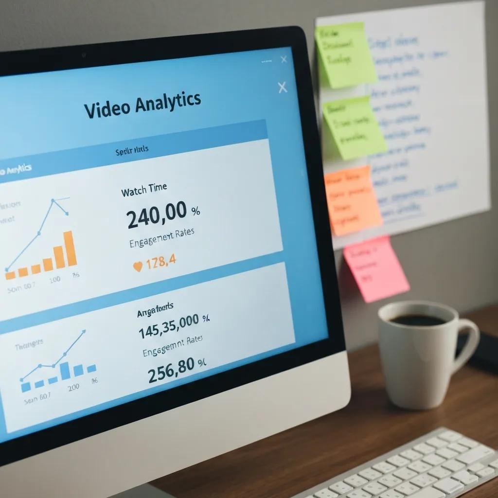 Computer screen displaying video analytics in a focused workspace