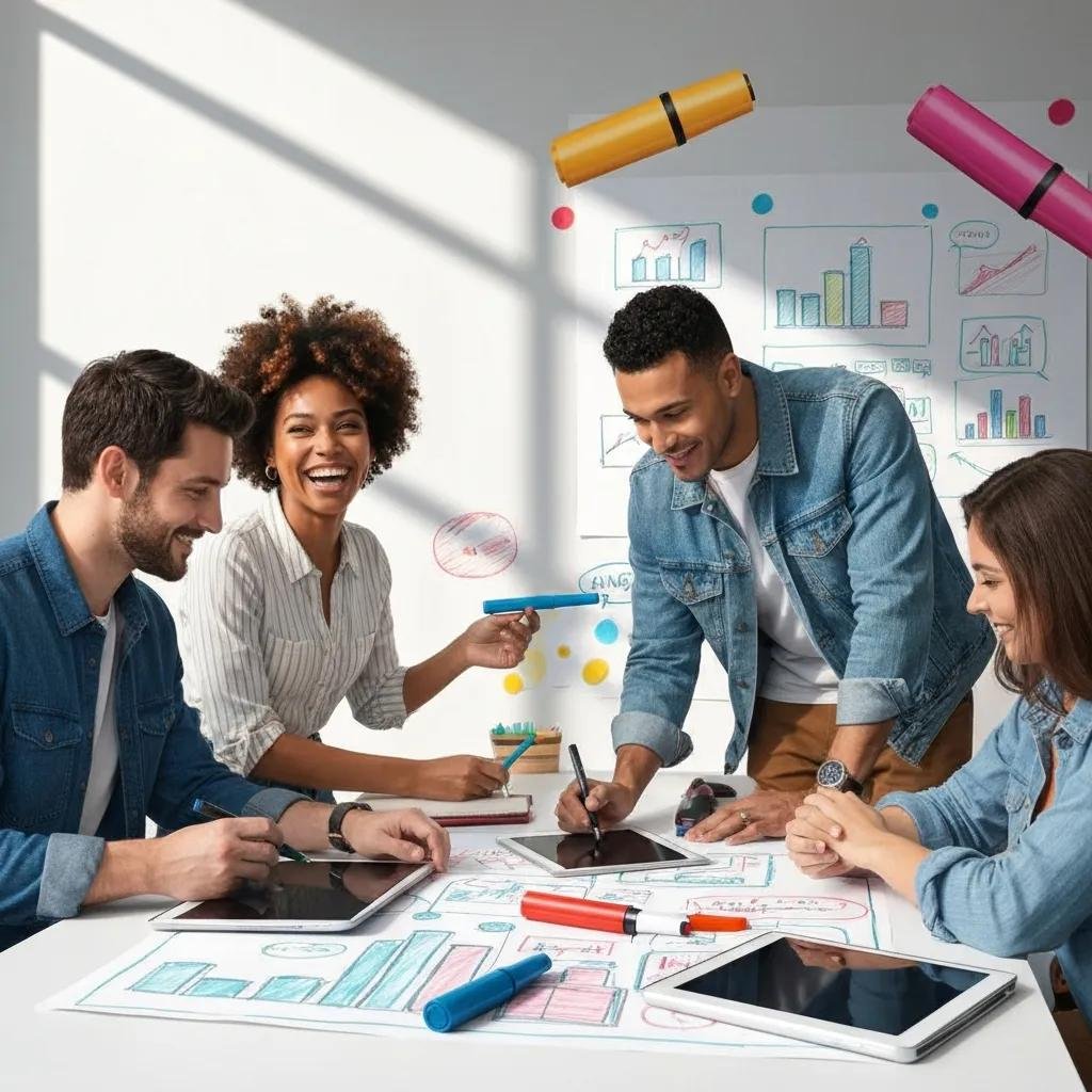 Person mapping an ideal client persona with notes and digital tools