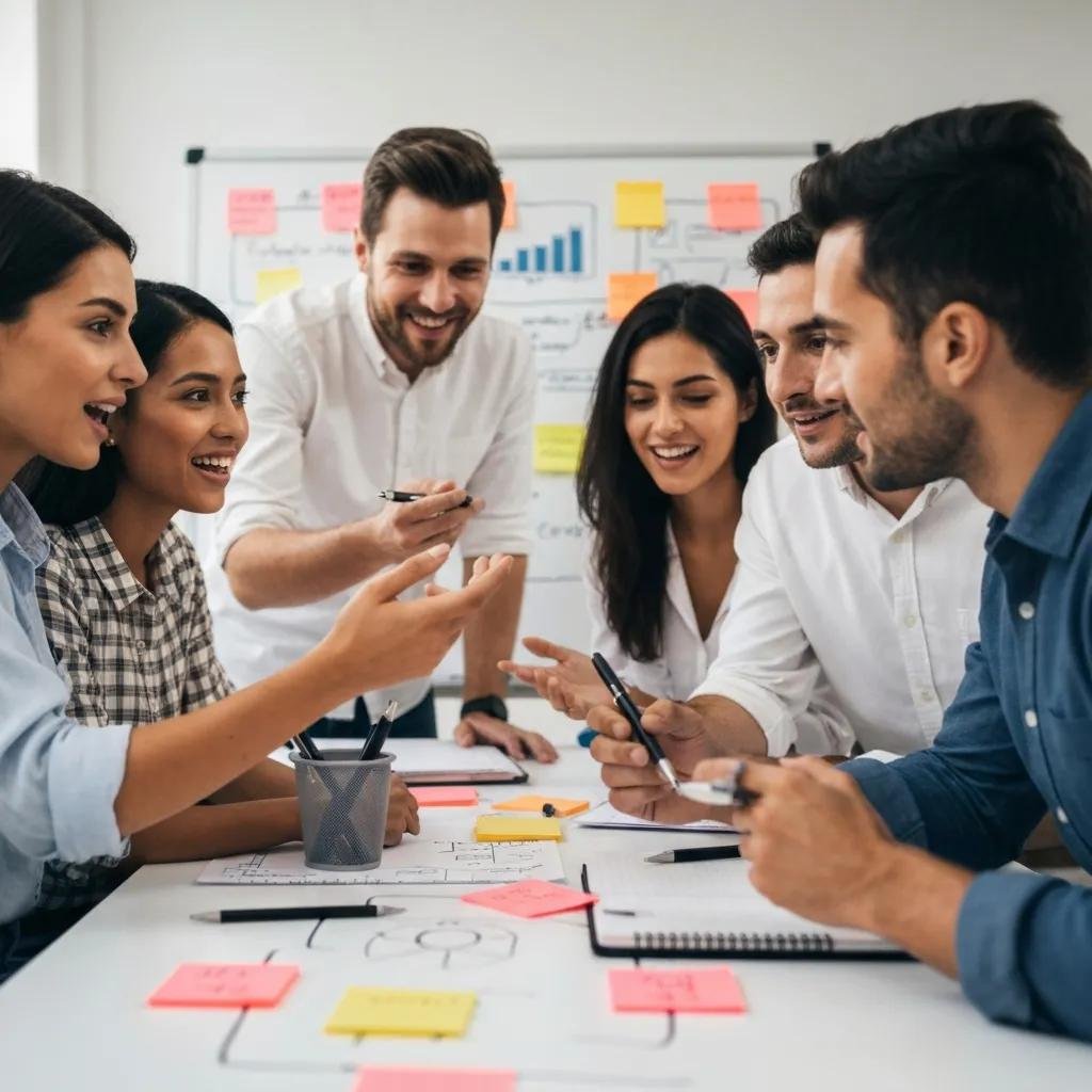 Marketing team collaborating on key elements of a successful PPC strategy