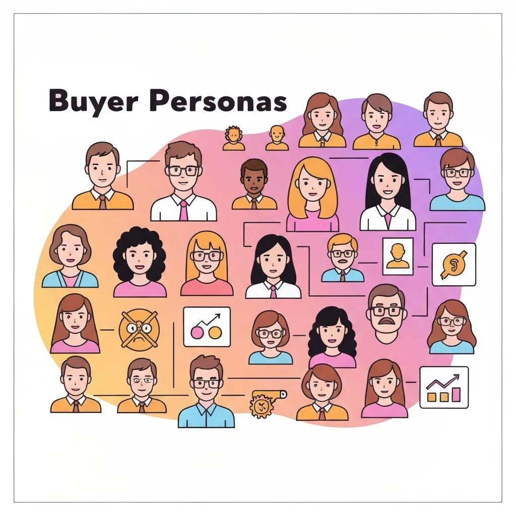 Visual representation of buyer personas highlighting demographics and engagement strategies