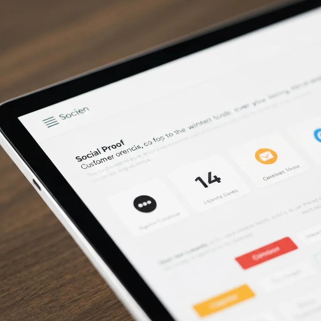 Website screen with testimonials and client logos showing how social proof builds trust