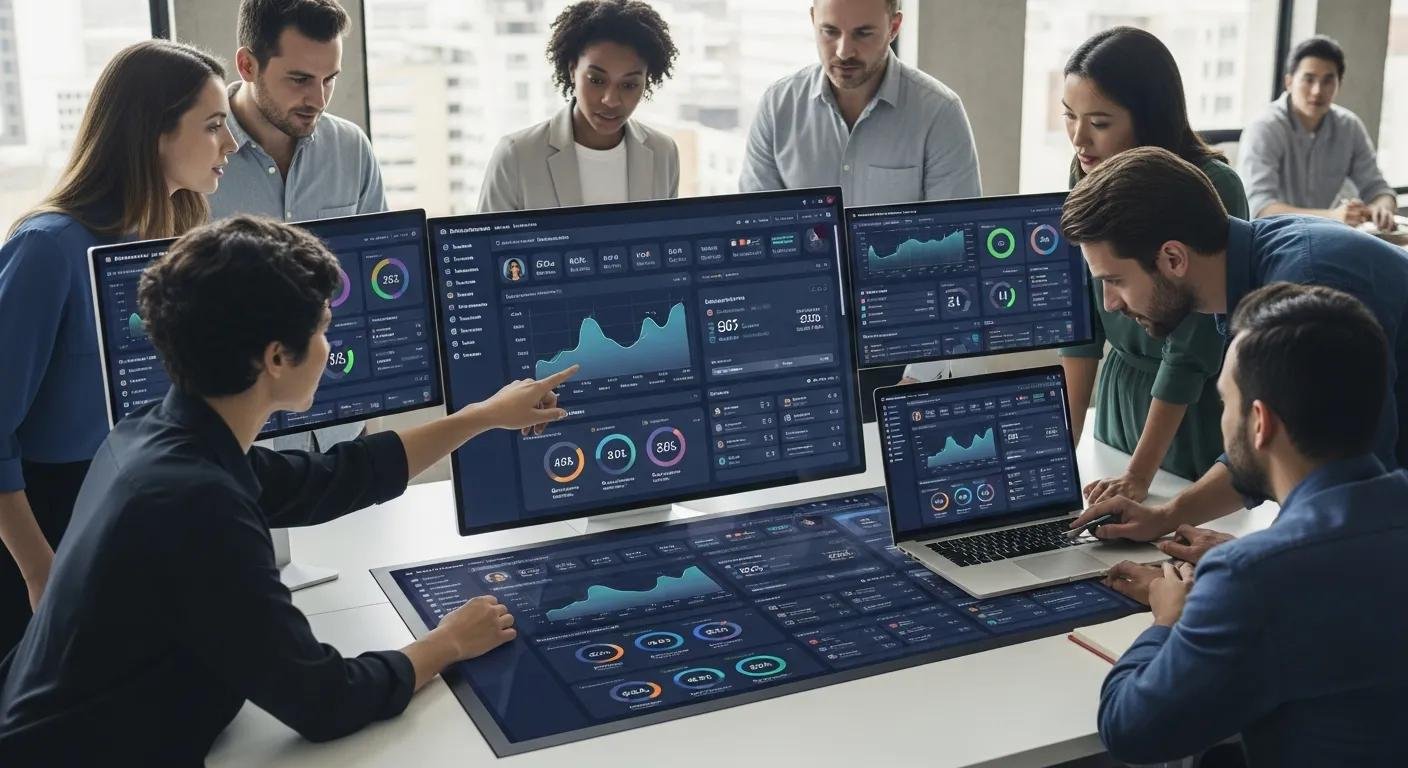 Team reviewing influencer performance using AI dashboards