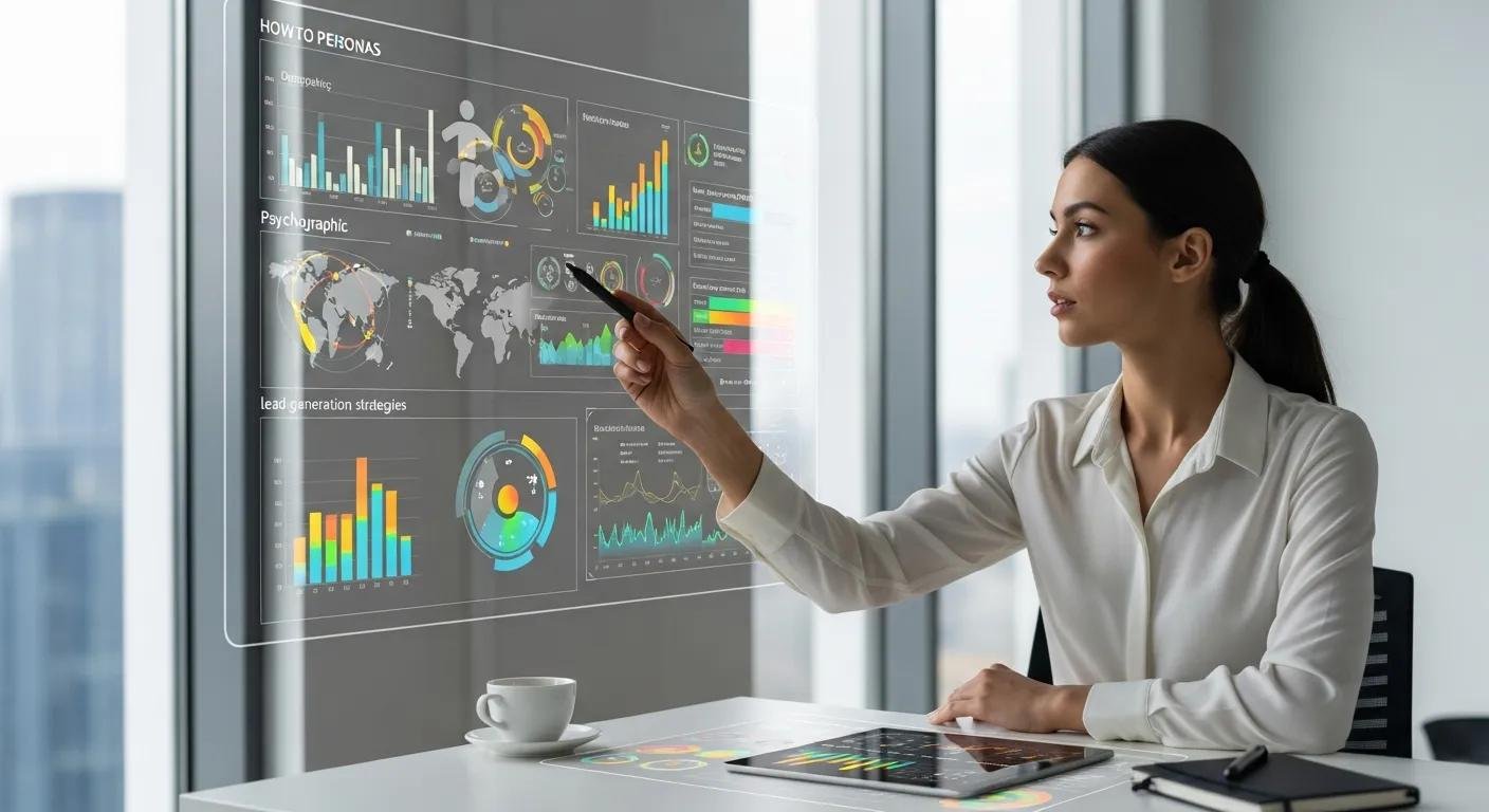 Marketing professional analyzing data on buyer personas and search intent for lead generation