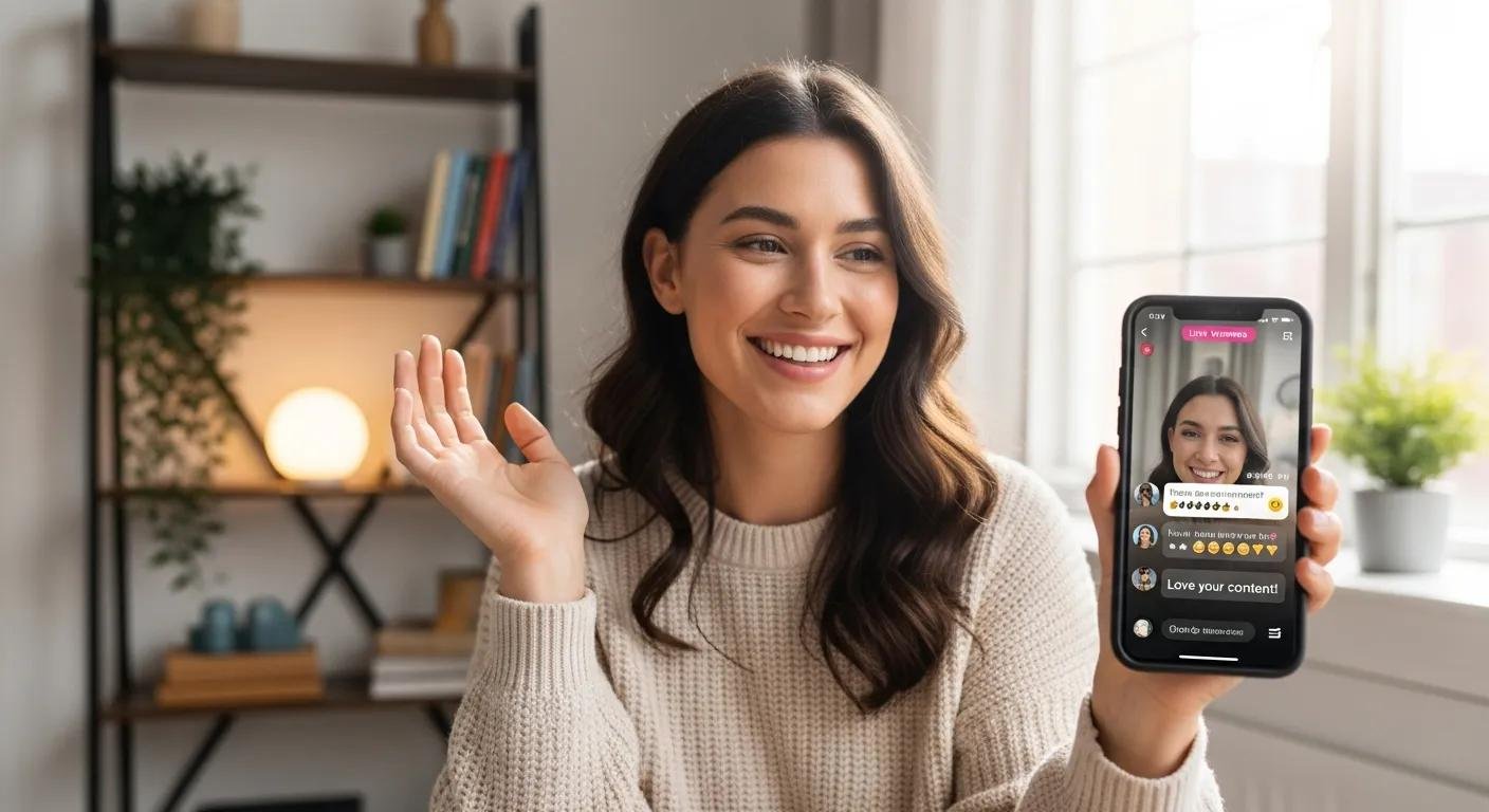 A micro-influencer engaging warmly with followers on social media