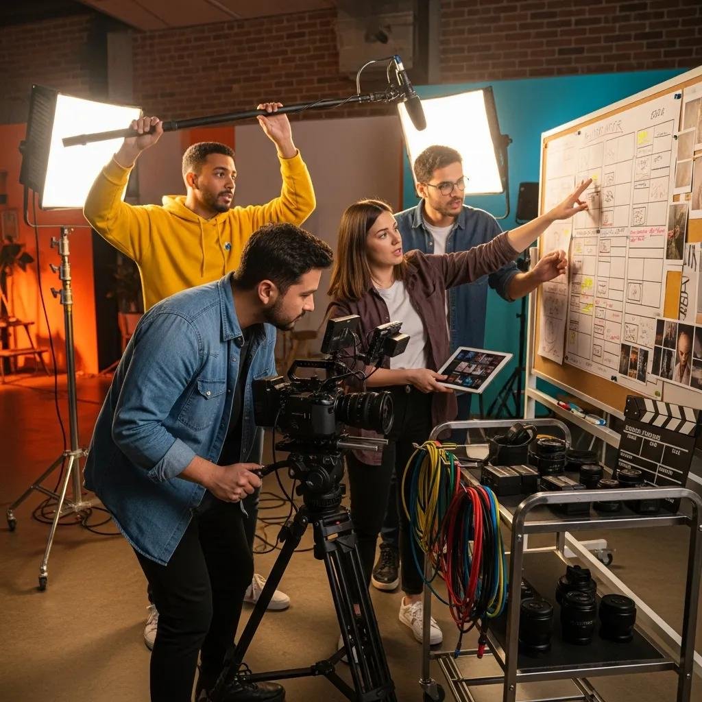 Small team filming a customer story to repurpose into short and long-form video